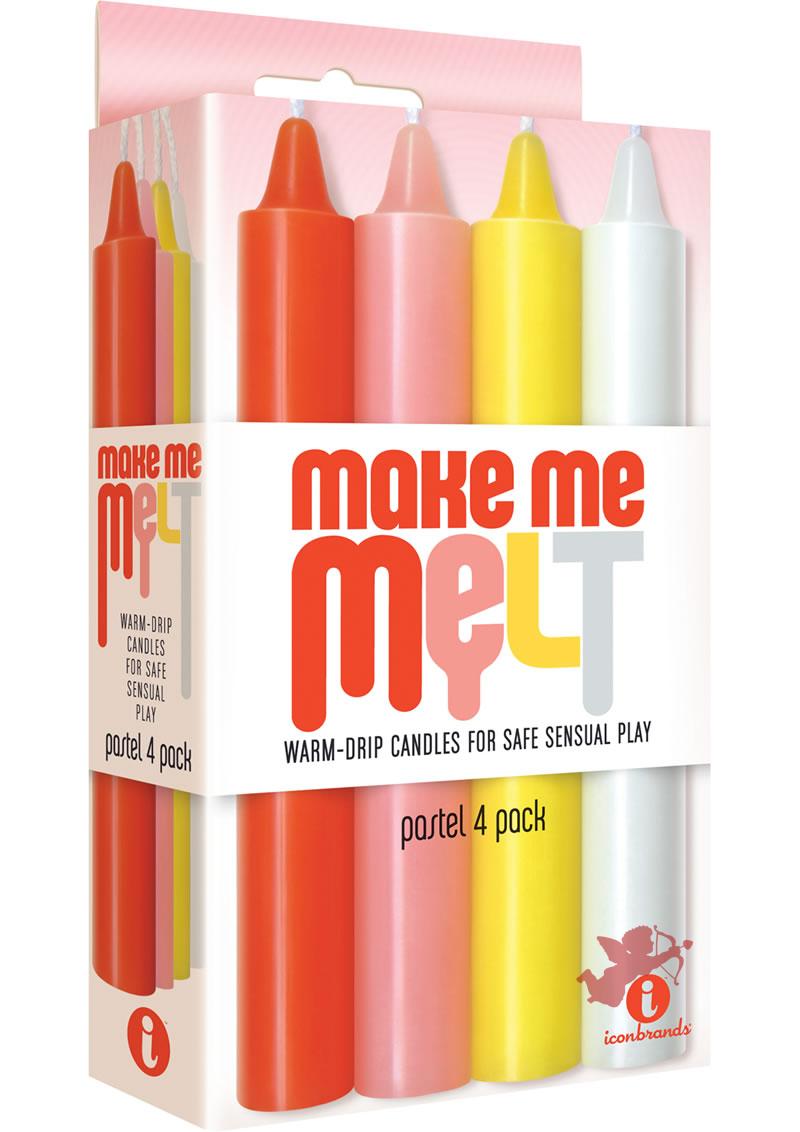 The 9's Make Me Melt Warm Drip Candles Assorted Pastel Colors 4 Each Per Pack