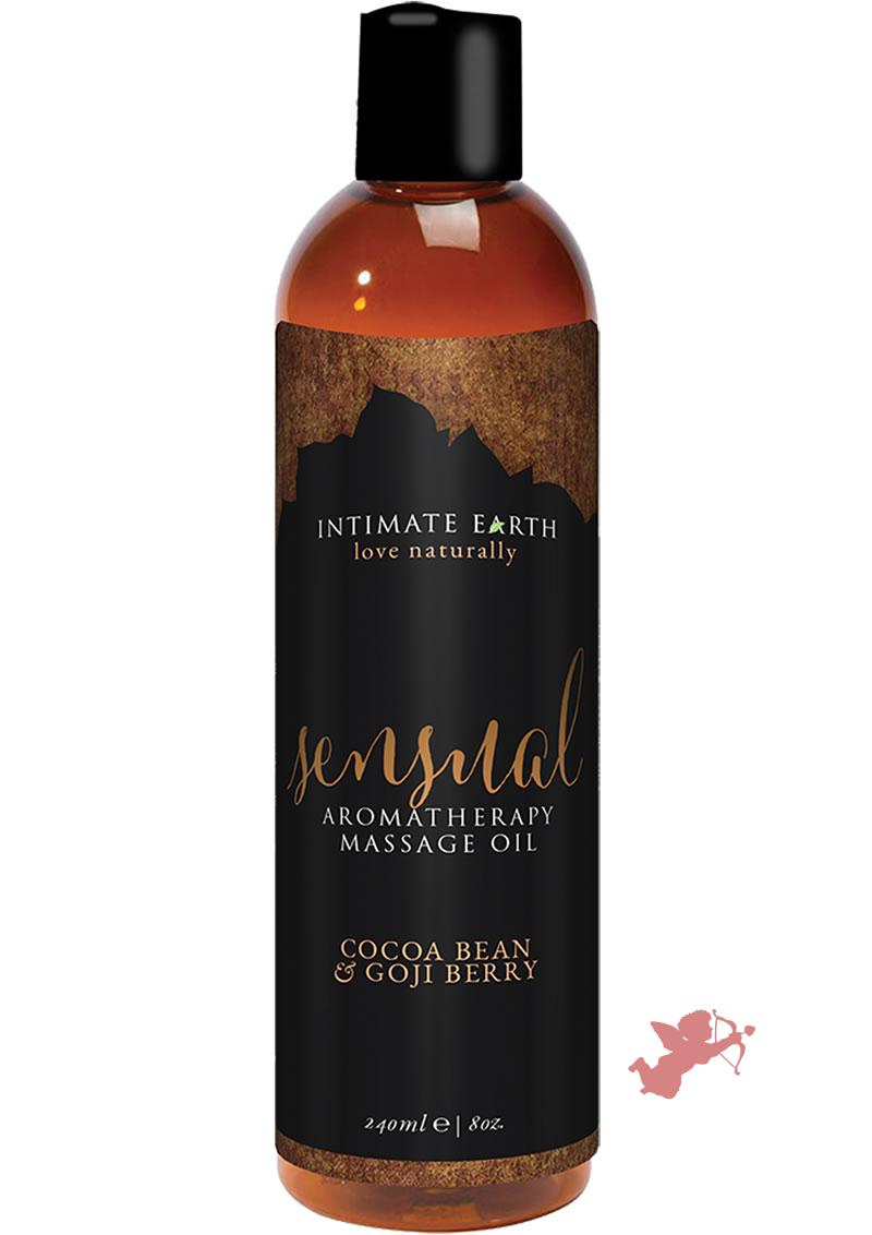 Intimate Earth Sensual Aromatherapy Massage Oil Cocoa Bean and Goji Berry 8 Ounce