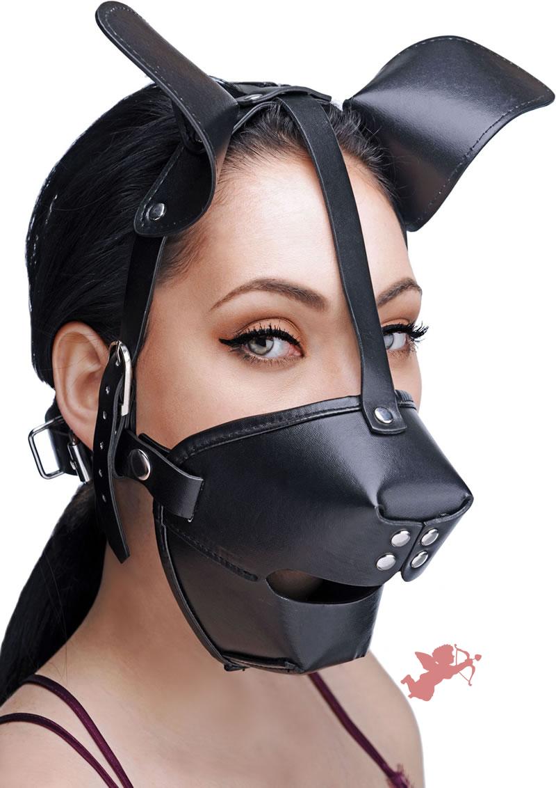 Master Series Puppy Play Hood And Breathable Ball Gag Black