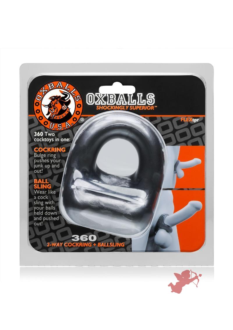 360 2-Way Cockring And Ballsling - Steel