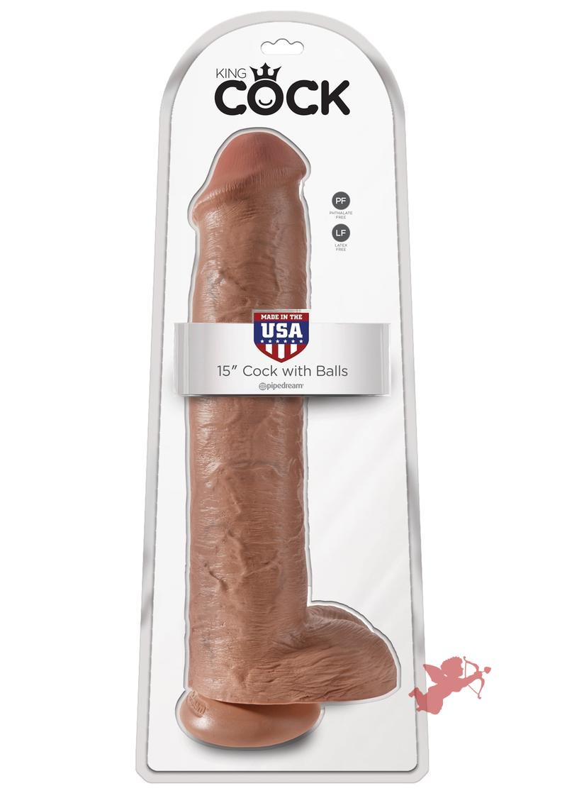 King Cock Realistic Dildo With Balls Tan 15 Inch