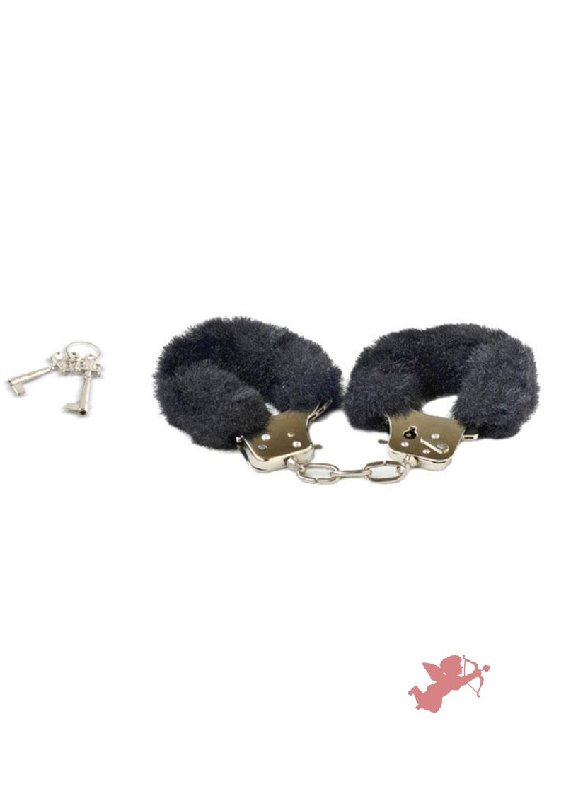 Play With Me Play Time Cuffs Adjustable Faux Fur Black