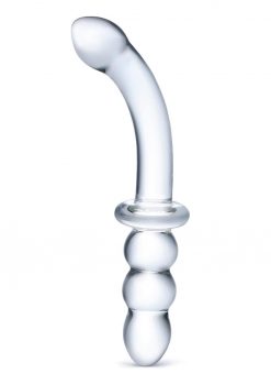 Glas Ribbed G Spot Glass Dildo 8 Inches Clear