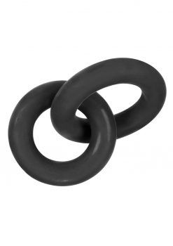 Duo Link Cockring/Ball Ring Silicone Non Vibrating Black
