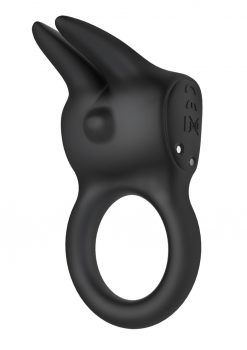 The Rabbit Love Ring Silicone Couples Ring USB Rechargeable Waterproof Black