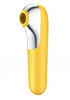 Satisfyer Dual Love Rechargeable Silicone Vibe With Clitoral Stimulator - Yellow