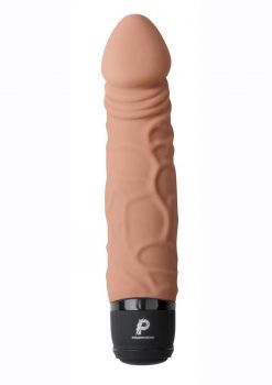Powercocks Silicone Rechargeable Realistic Vibrator 6.5in - Mocha