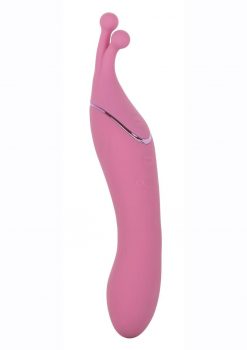 Tempt andamp; Tease Kiss Rechargeable Silicone Vibrator With Clitoral Stimulator - Pink