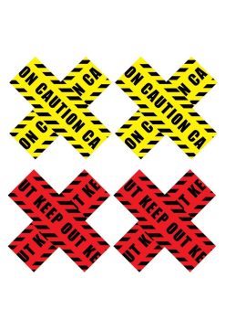 Peekaboos Caution X Pasties - Yellow/Red