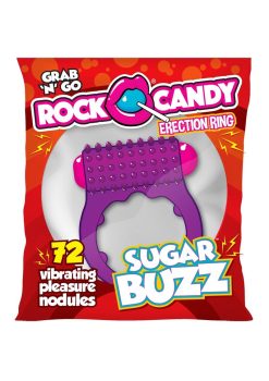 Rock Candy Sugar Buzz Vibrating Cock Ring - Purple