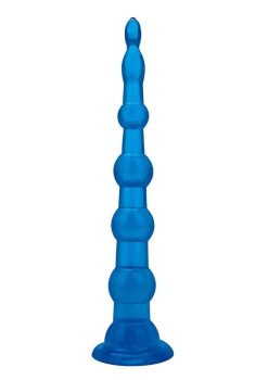 Blue Line Anal Beads with Suction Cup 8.5in - Blue