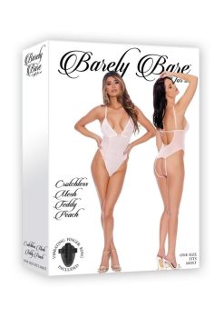 Barely Bare Crotchless Mesh Teddy - O/S - Peach