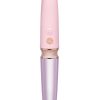 Secret Kisses Glass Lipstick Rechargeable Silicone Dual End Vibrator - Pink/Clear