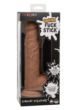 Squirting Fuck Stick Rechargeable Silicone Realistic Dong with Suction Cup - Chocolate